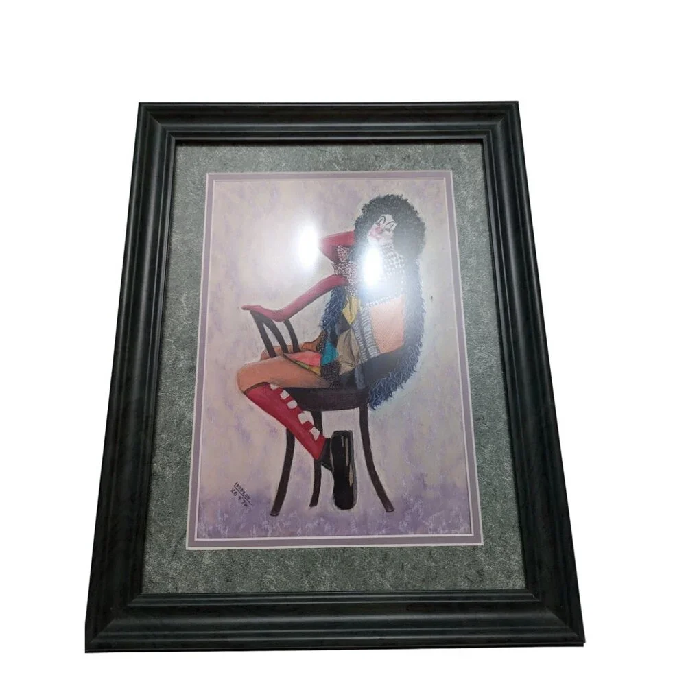 Dodson Daddy's Gift Chair Dance semi-erotic hobo clown‎ framed Hobby Lobby 15x19